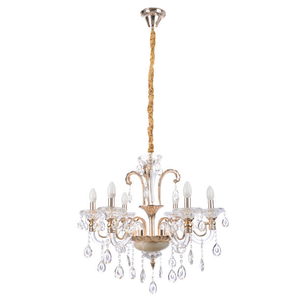 istock Crystal glass chandelier isolated 663225556