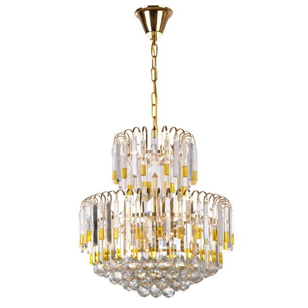istock Crystal glass chandelier isolated 663228834