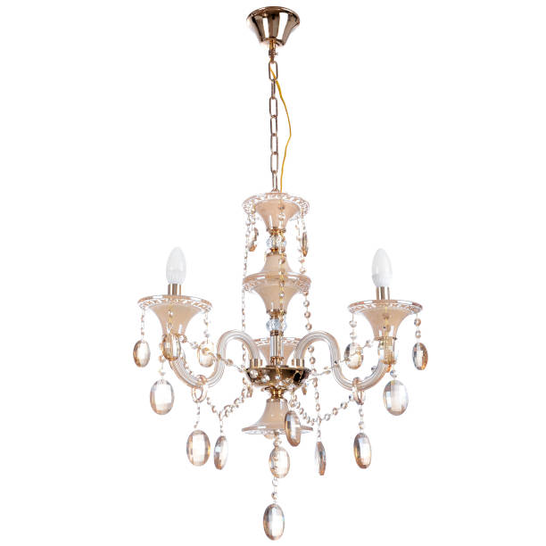 istock Crystal glass chandelier isolated 663236404