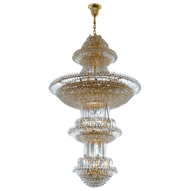 istock Crystal glass chandelier isolated 663236788