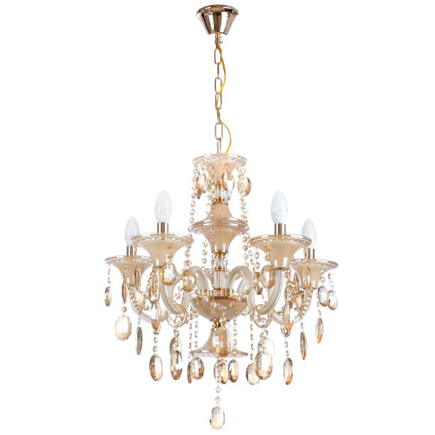 istock Crystal glass chandelier isolated 663237584