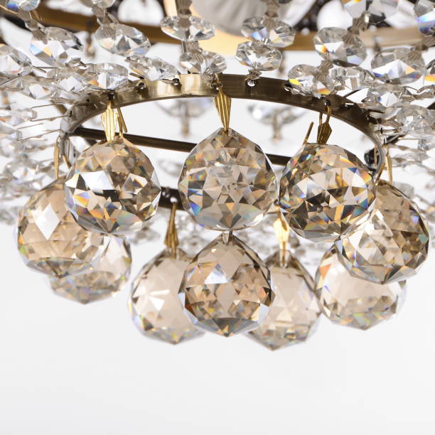 istock Crystal glass chandelier isolated 663247012