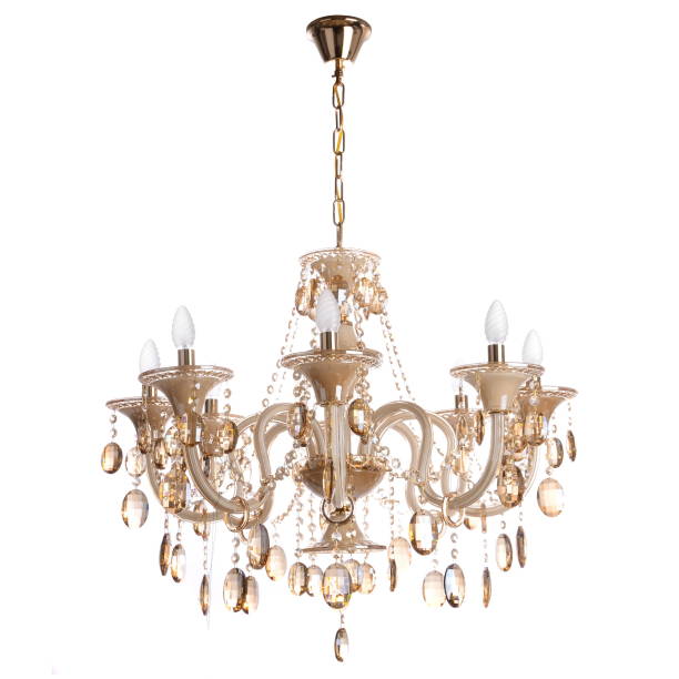 istock Crystal glass chandelier isolated 663248692