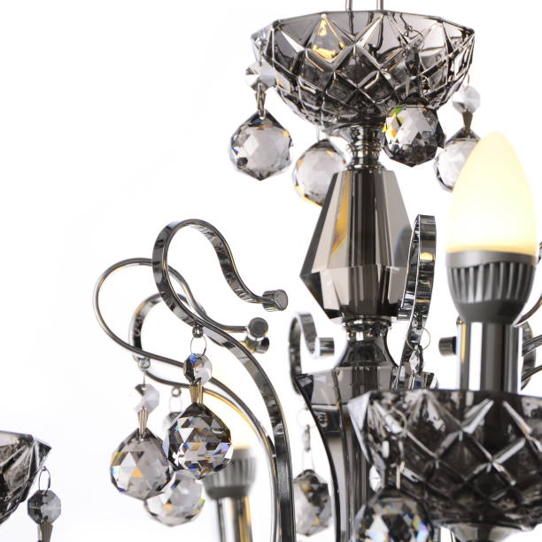 istock Crystal glass chandelier isolated 663248946