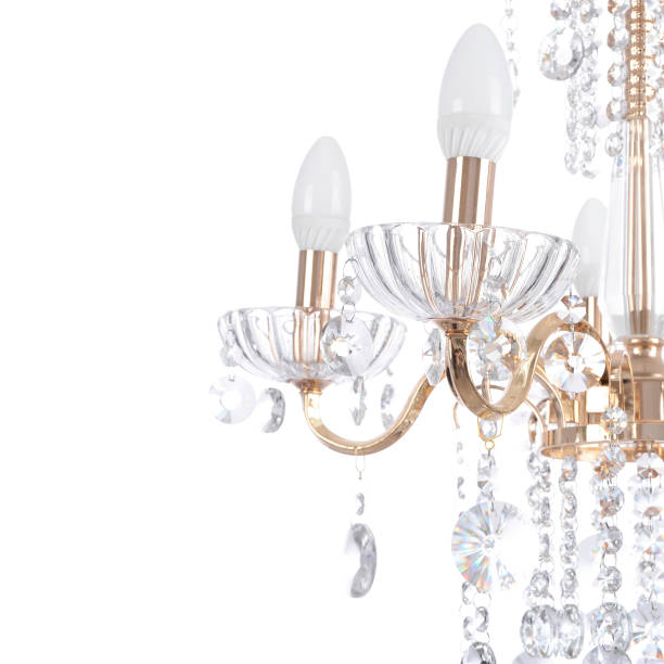 istock Crystal glass chandelier isolated 663249794