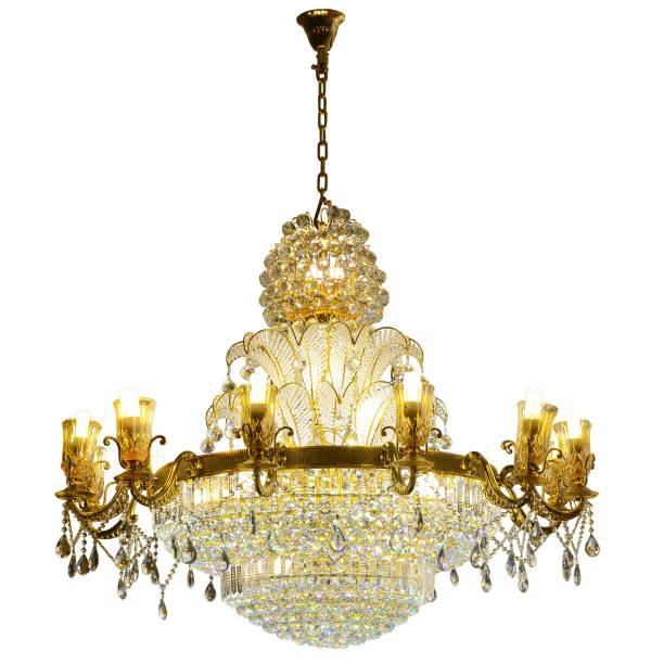 istock Crystal glass chandelier isolated 663250188