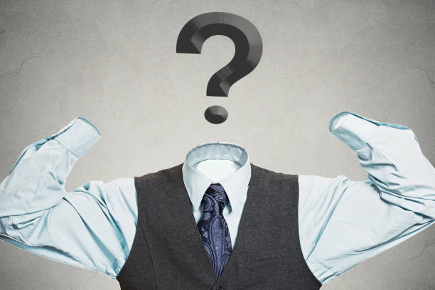 istock Desperate businessman with question mark instead of head 663272142