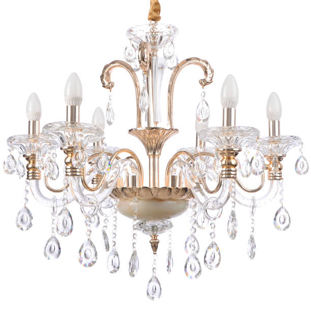 istock Crystal glass chandelier isolated 663285548