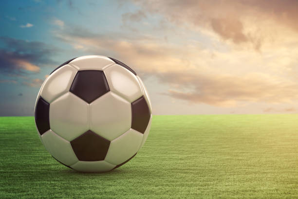 istock High resolution 3D soccer ball in green grass 663291204