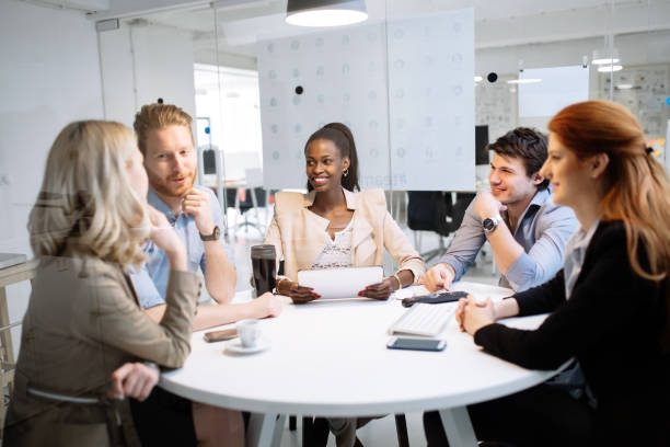 istock Business people meeting at  round table and brainstorming 663302206