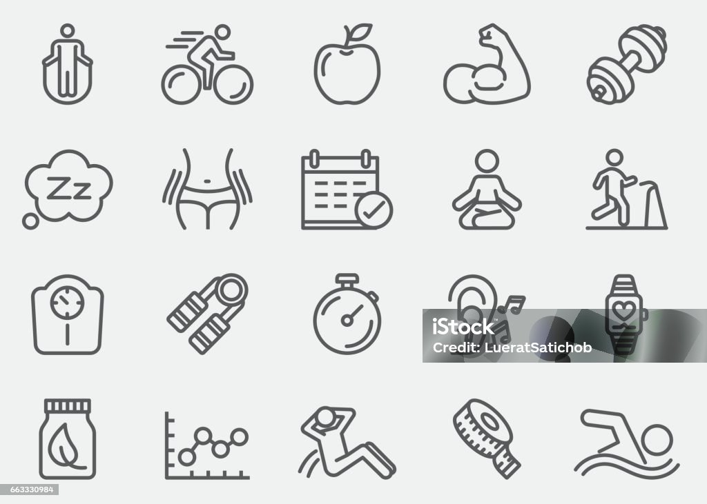 Fitness Healthy Line Icons | EPS 10 Fitness Healthy Line Icons  Icon Symbol stock vector