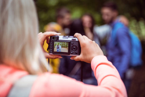 istock Happy friends on hike together 663453278