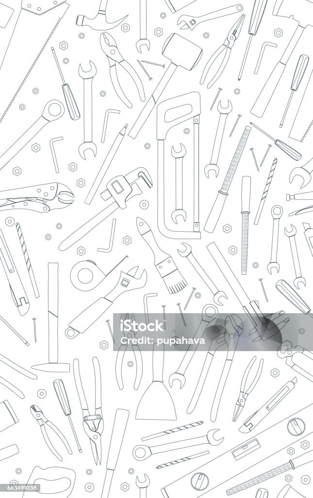 Working Tools Pattern Stock Illustration - Download Image Now - Axe ...