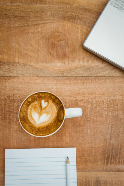 istock Above view of a laptop and a coffee 663521638