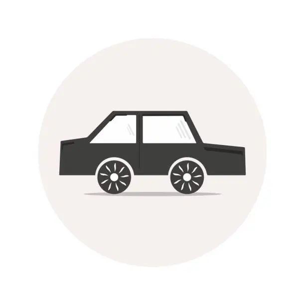 Vector illustration of Monochrome flat car icon