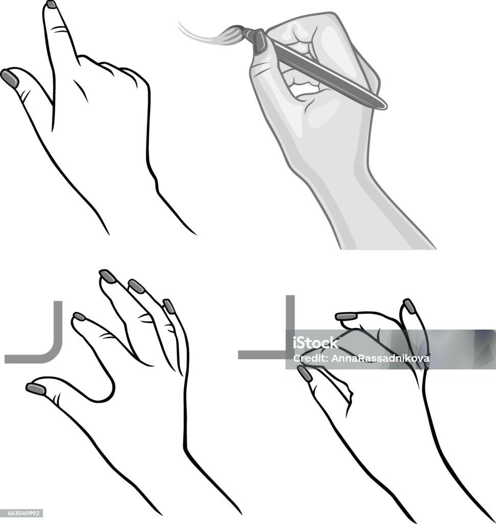 Hands Drawing Process Stock Illustration - Download Image Now - Hand ...