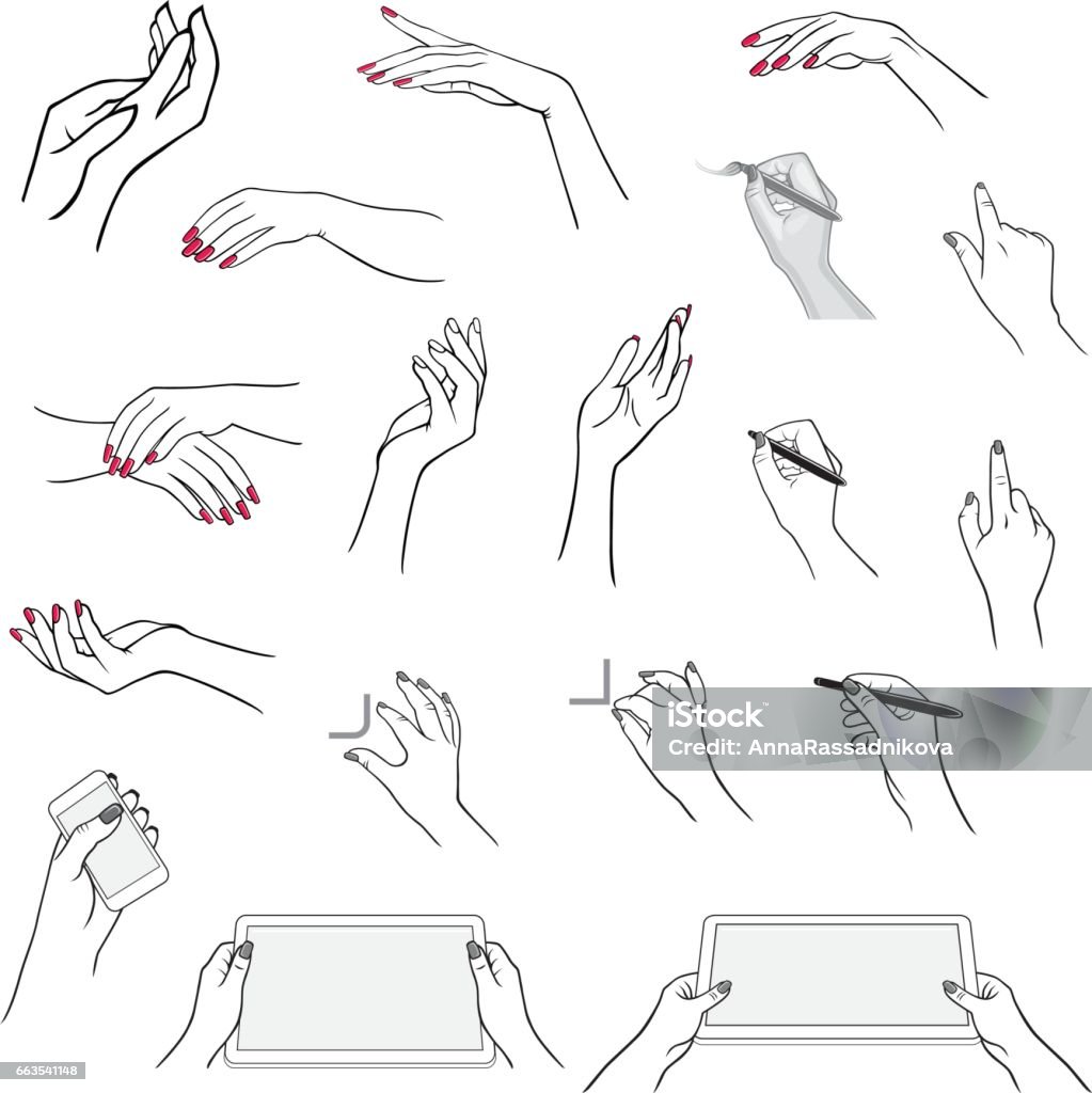 Hands Using Computer Drawing Hands Drawing Using Devices Stock Illustration - Download Image Now ...