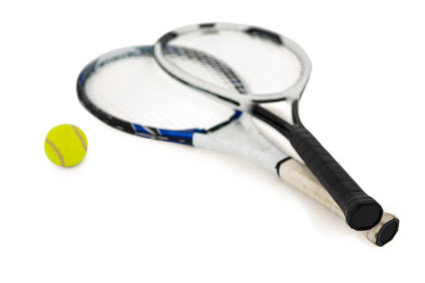 istock Tennis ball and rackets on white background 663552000