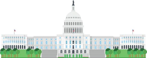 istock Capitol House, Washington, USA. Isolated on white background vector illustration. 663568348