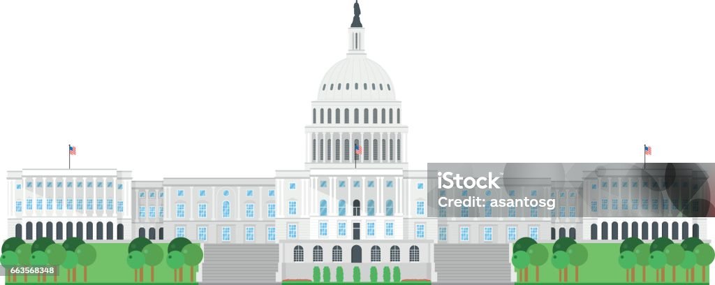 Capitol House, Washington, USA. Isolated on white background vector illustration. Capitol House, Washington DC, USA. Isolated on white background vector illustration. Capitol Building - Washington DC stock vector