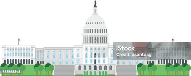 Capitol House Washington Usa Isolated On White Background Vector Illustration Stock Illustration - Download Image Now