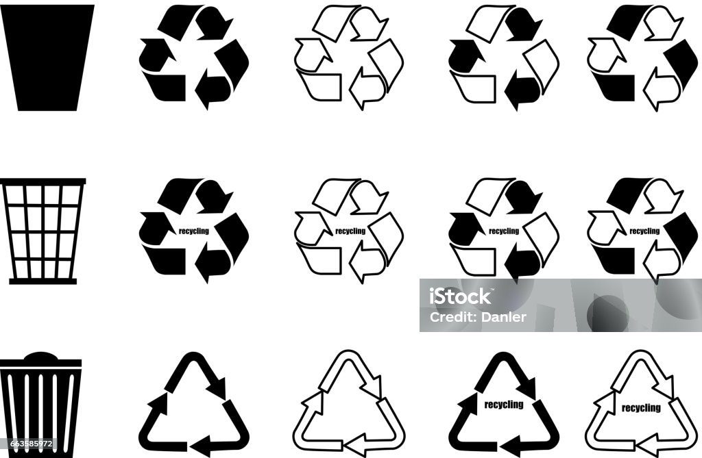 recycling set,trash can, trash can, recycle icon, recycling set, Logo stock vector