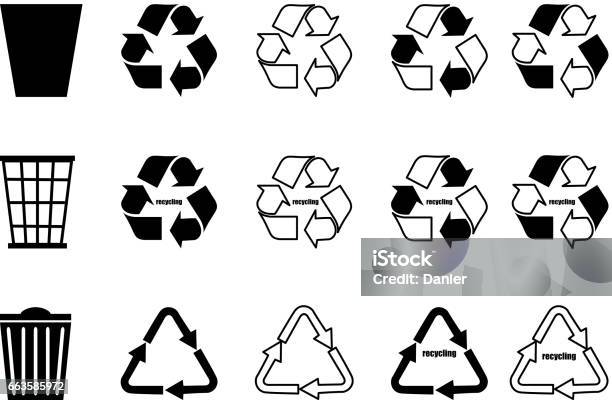 Recycling Settrash Can Stock Illustration - Download Image Now - Logo, Recycling, Recycling Symbol