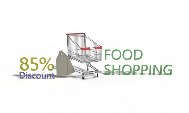 istock Food shopping Discount %85 on white , 3d render 663586910