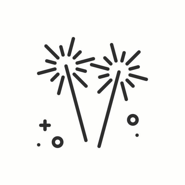 Sparkler, bengal fire icon. Party celebration birthday holidays event carnival festive. Thin line party basic element icon. Vector simple linear design. Illustration. Symbols. Congratulation Sparkler, bengal fire icon. Party celebration birthday holidays event carnival festive. Thin line party element icon. Vector simple linear design. Illustration. Symbols. Congratulation fireworks and sparklers stock illustrations