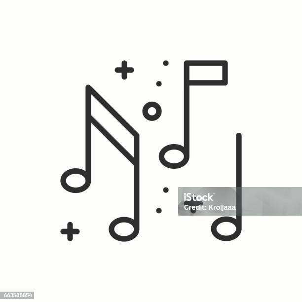 Music Notes Icon Disco Dance Nightlife Club Party Celebration Birthday Holidays Event Carnival Festive Thin Line Party Basic Element Icon Vector Simple Linear Design Illustration Symbols Stock Illustration - Download Image Now