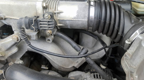 Car engine detail stock photo