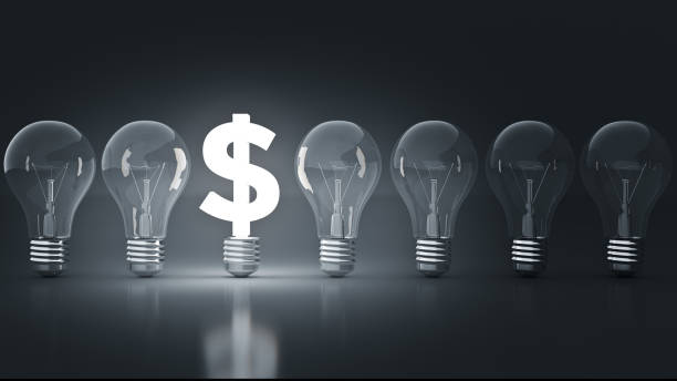 istock Luminous dollar sign with light bulbs. rendering 3D 663612826
