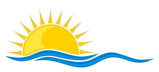 Vector illustration of The logo is the sun and the sea.