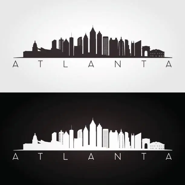 Vector illustration of Atlanta USA skyline and landmarks silhouette