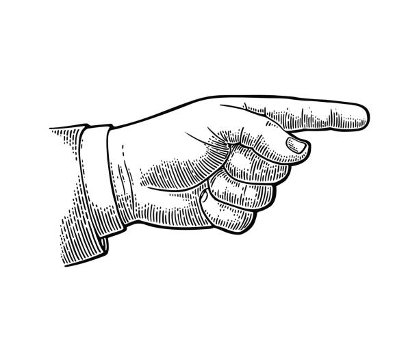 ilustrații de stoc cu arătând cu degetul. semn de mână pentru web, poster, grafic informativ - indicare
