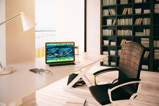istock Laptop with business charts 663651862