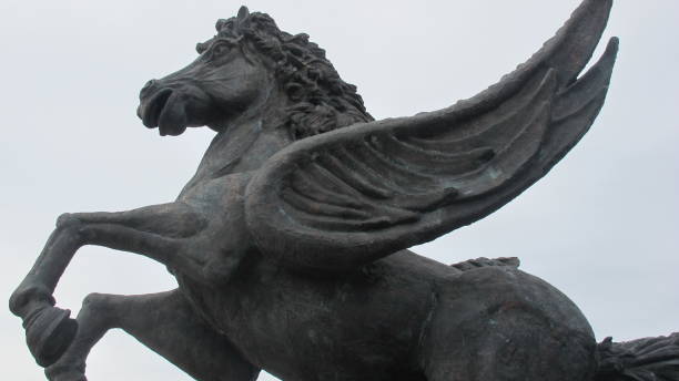 istock Low angle closeup of a Pegasus statue 663780994