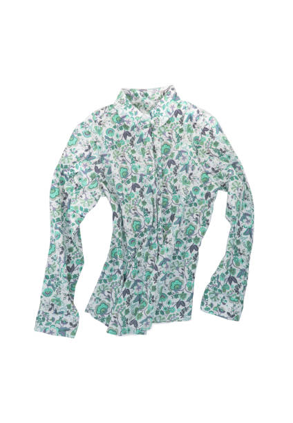 istock Female shirt, blouse with bright floral pattern, isolated on white background 663781712