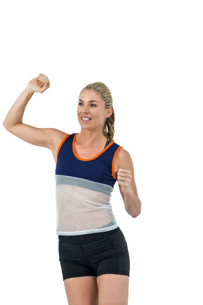 istock Happy athlete posing after victory 663784218