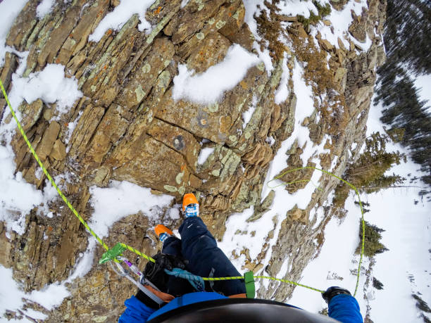 esquí alpinismo rappel - skiing colorado sawatch range usa fotografías e imágenes de stock