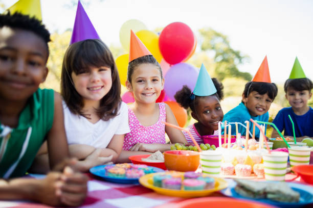 istock Cute children smiling and posing during a birthday party 663787452
