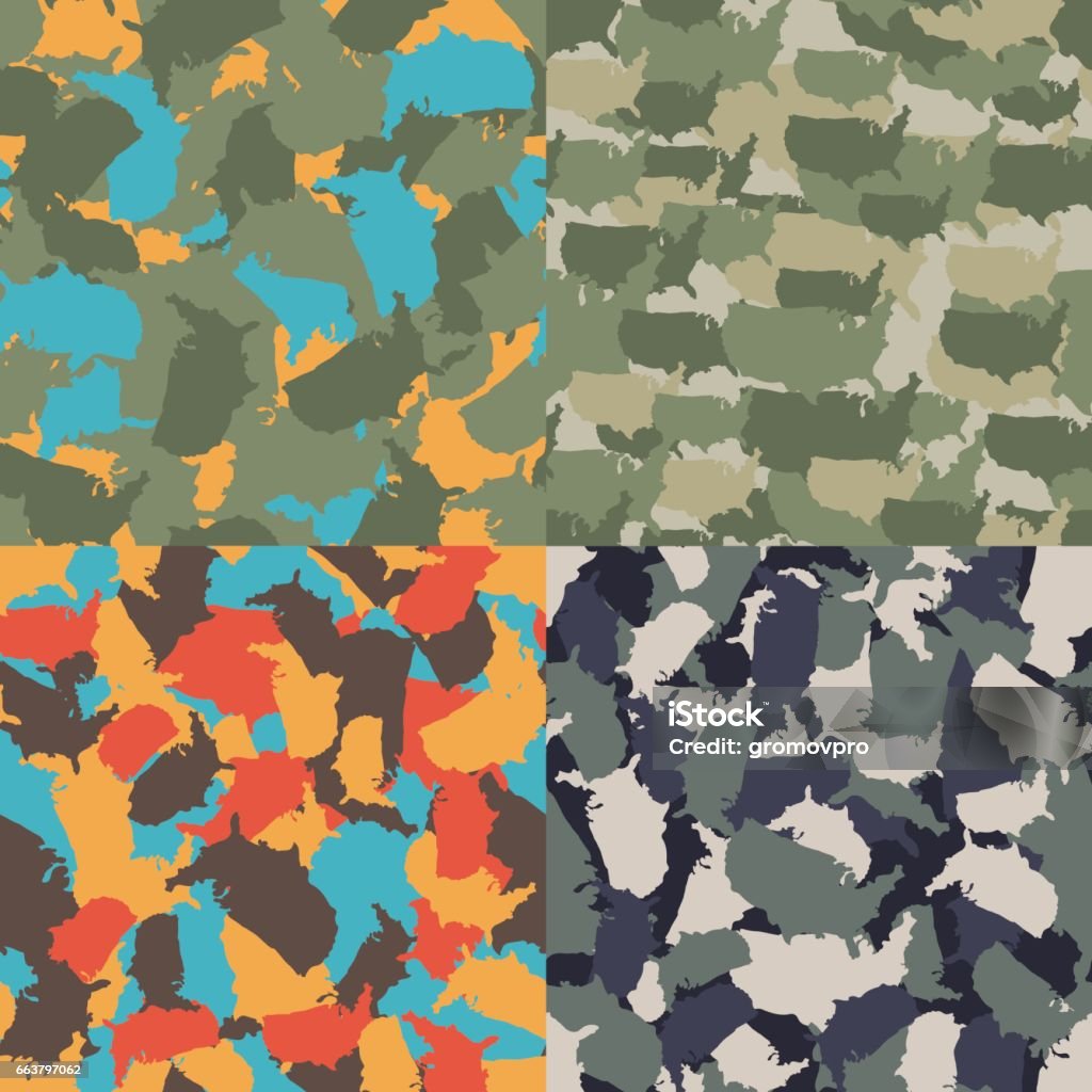 Design Shape Military Colorful America Urban Camouflage Set Of Usa Shape Camo Seamless ...