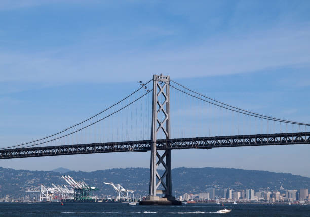 four blue angels fly behind the san francisco bay bridge - blue angels imagens e fotografias de stock