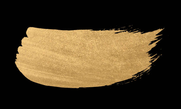 istock Gold watercolor texture paint stain shining brush stroke 663813192