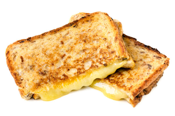 grilled cheese sandwich isolated - cheese sandwich imagens e fotografias de stock