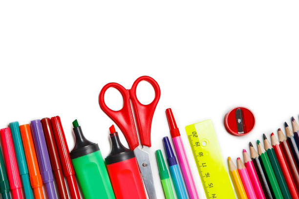 istock School supplies on white background 663824332
