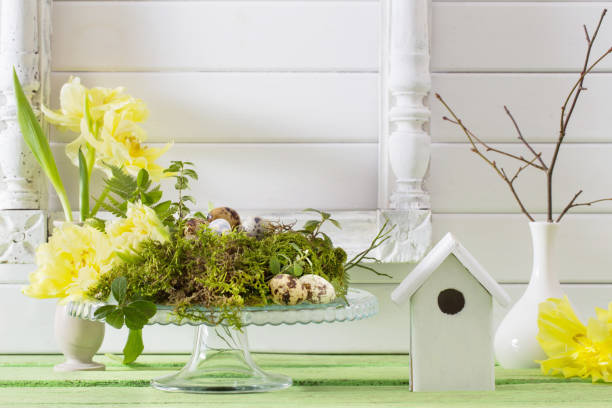 istock Easter decoration on wooden background 663827848