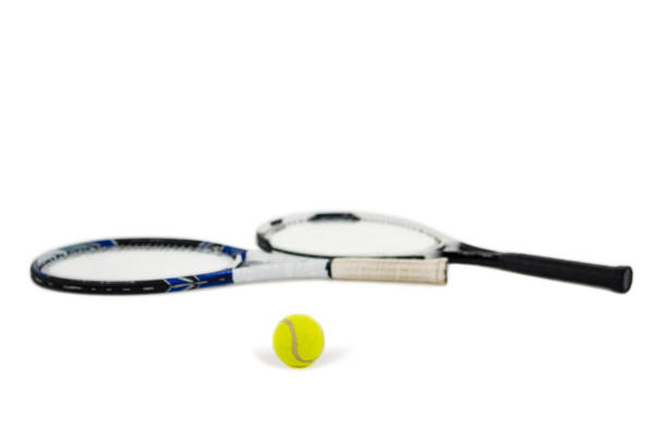 istock Tennis ball and rackets on white background 663830706