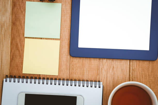 istock Close up view of business stuff 663837506