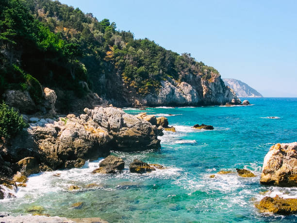 View over rocky North West part of Island Samos